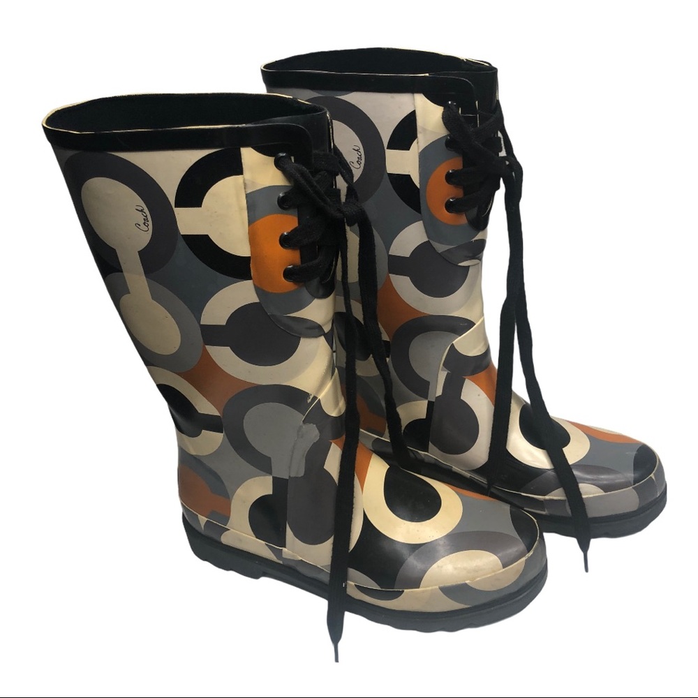 COACH Periwinkle Monogram Rain Boots Size 11